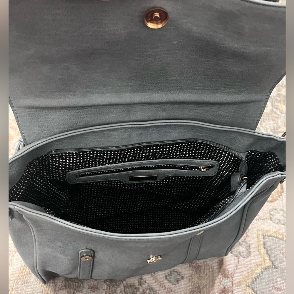 NWOT Backpack Purse, Blue Grey with Gold - Picture 3 of 3